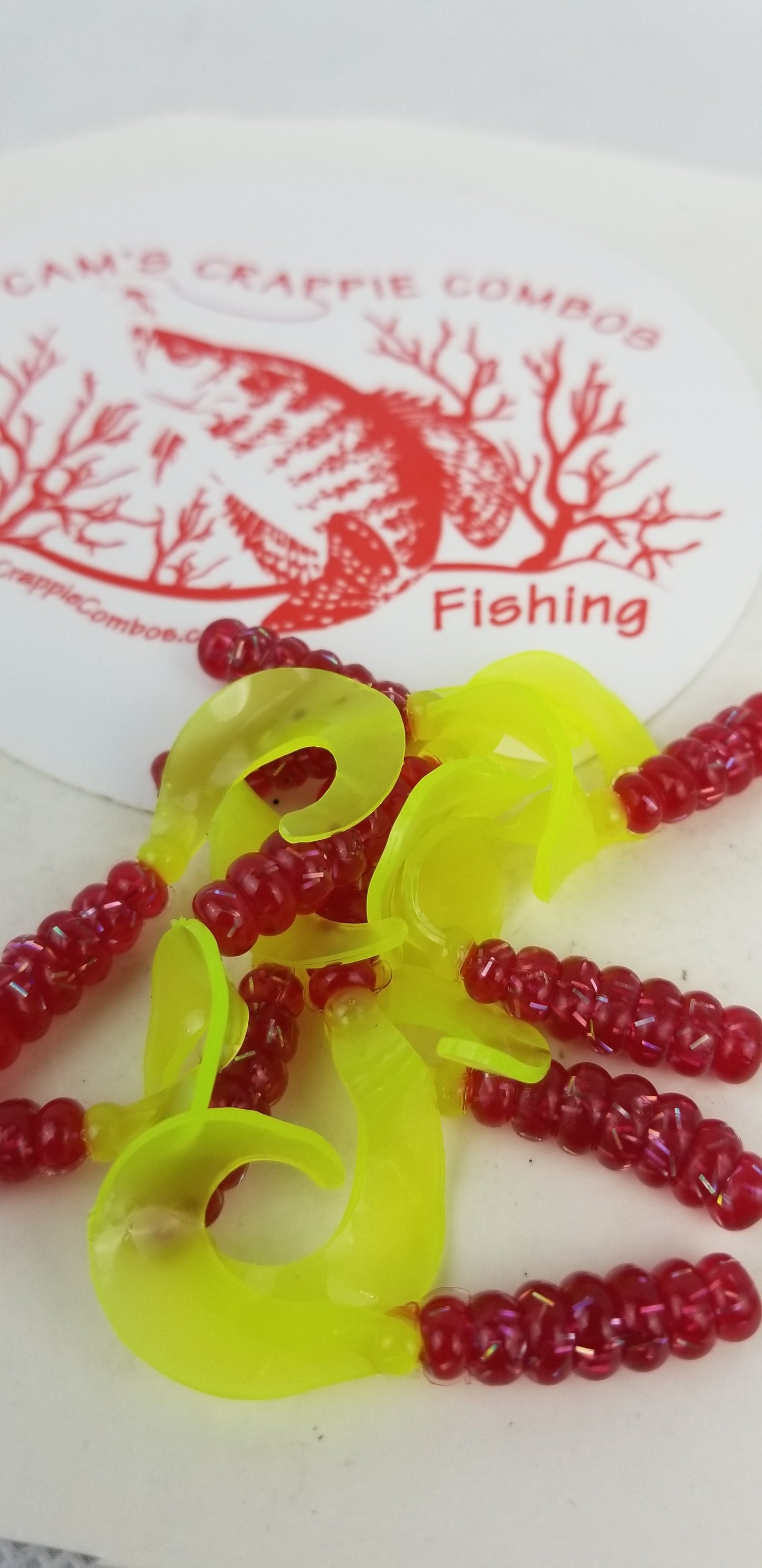 Cam's 2"(HOLOGRAM FLAKE) RED FIREBALL 100pc  Curly Tail Crappie Soft Jigs  [A Cam's Exclusive]