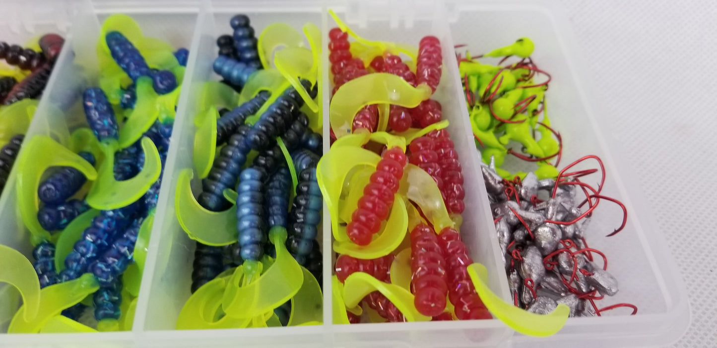 Cam's RED & BLUE Complete Curly Tail [Hologram Flake] Starter Assortment Package Kit