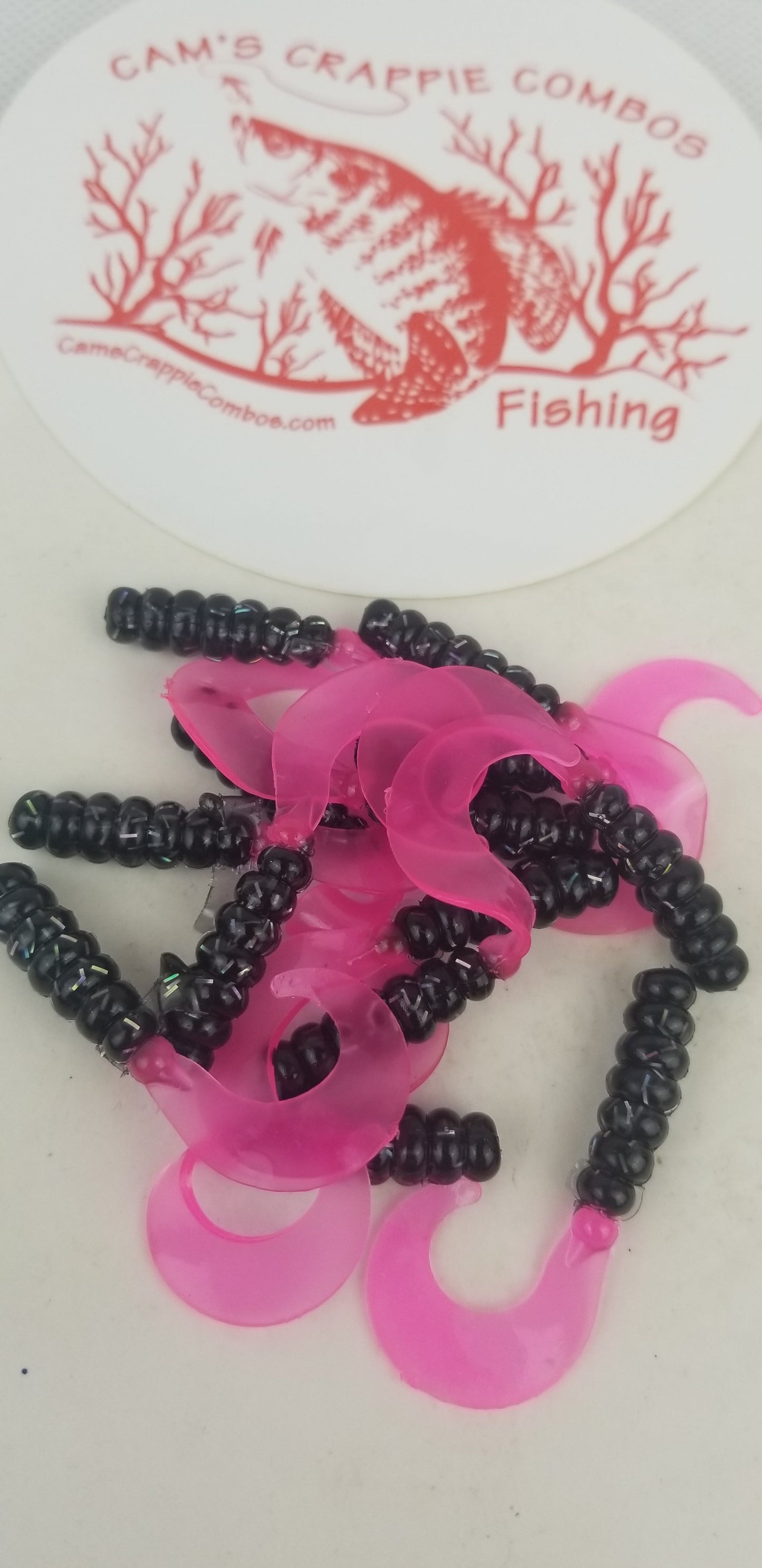 Cam's 2" BLACK BLAZE (HOLOGRAM FLAKE)  Curly Tail Grub 35pc  Crappie Soft Jigs  [A Cam's Exclusive]