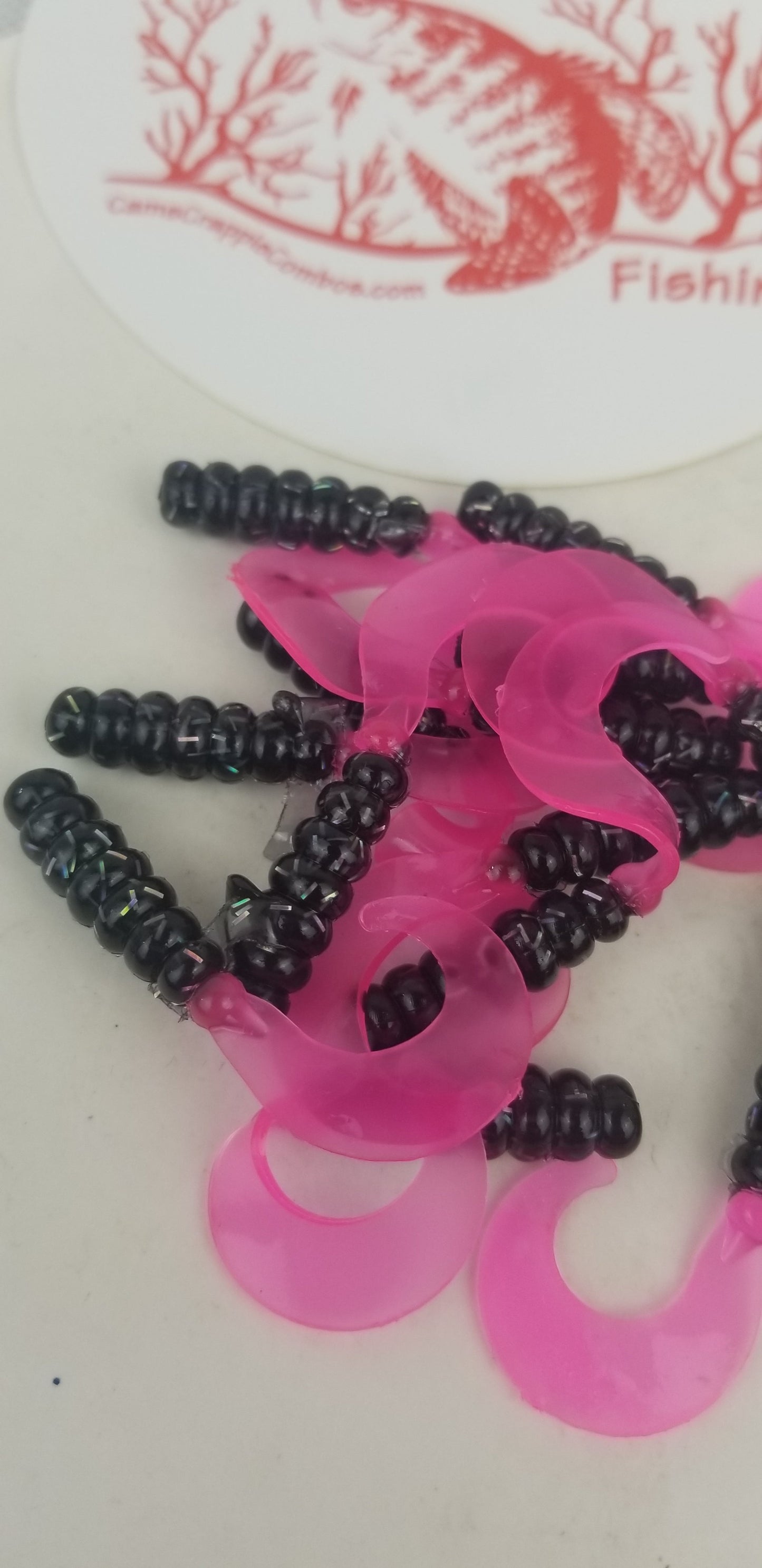 Cam's 2" BLACK BLAZE (HOLOGRAM FLAKE)  Curly Tail Grub 35pc  Crappie Soft Jigs  [A Cam's Exclusive]