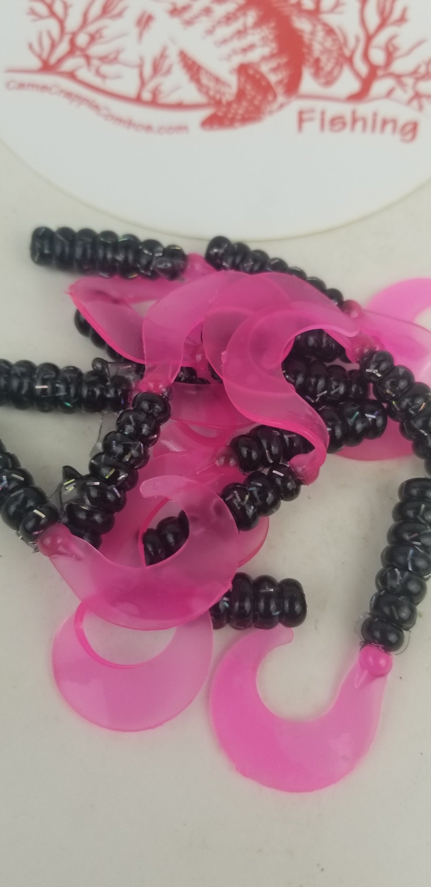 Cam's 2" BLACK BLAZE (HOLOGRAM FLAKE)  Curly Tail Grub 35pc  Crappie Soft Jigs  [A Cam's Exclusive]