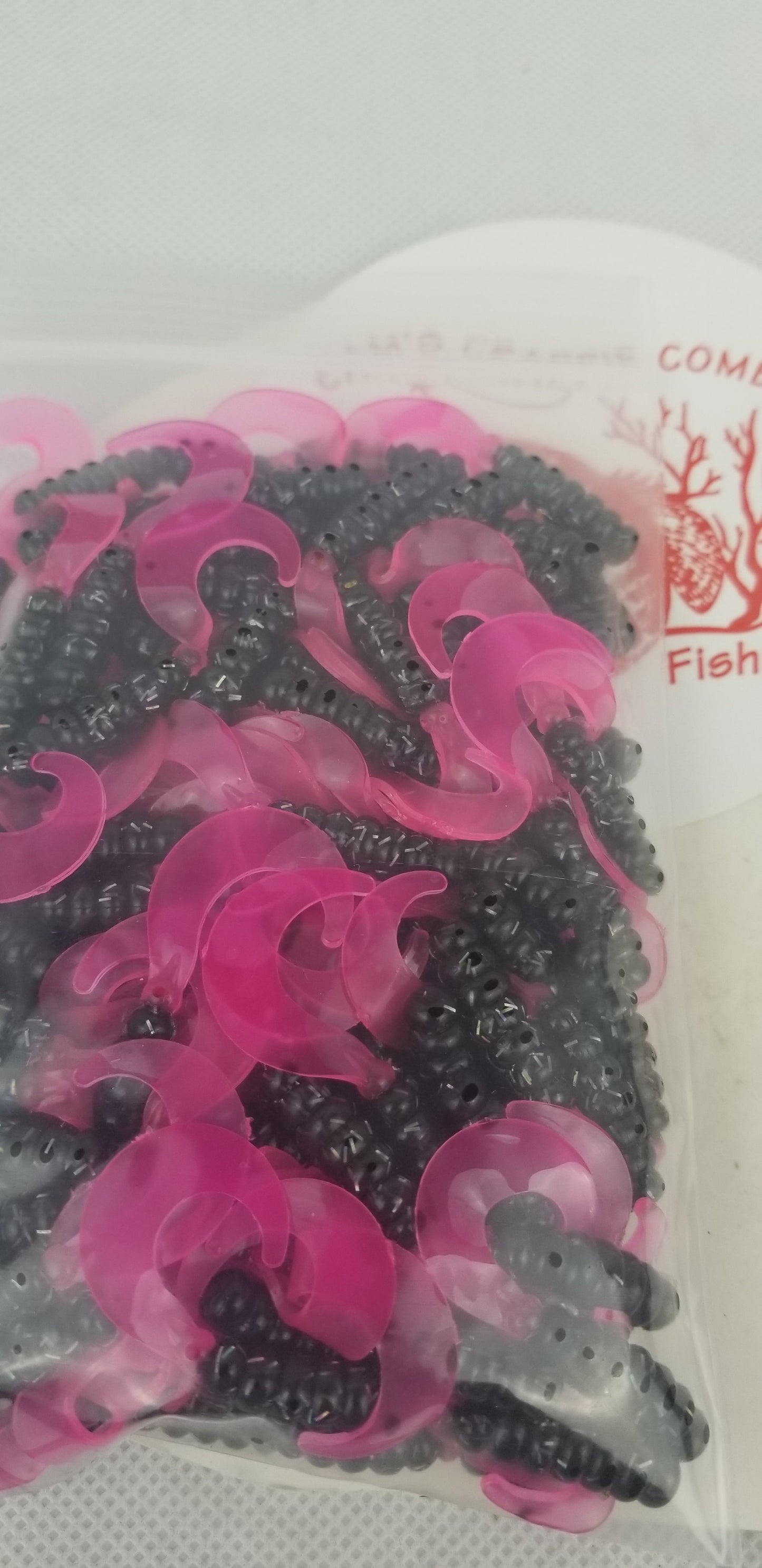 Cam's 2" BLACK BLAZE (HOLOGRAM FLAKE)  Curly Tail Grub 100pc  Crappie Soft Jigs  [A Cam's Exclusive]