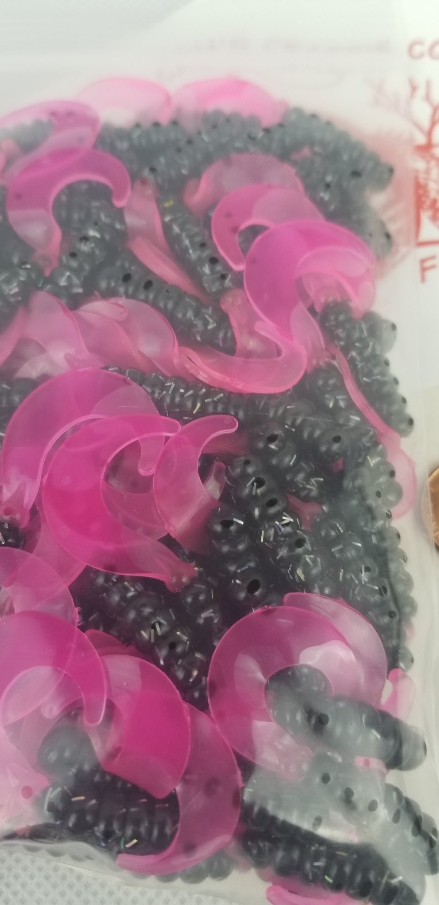 Cam's 2" BLACK BLAZE (HOLOGRAM FLAKE)  Curly Tail Grub 100pc  Crappie Soft Jigs  [A Cam's Exclusive]