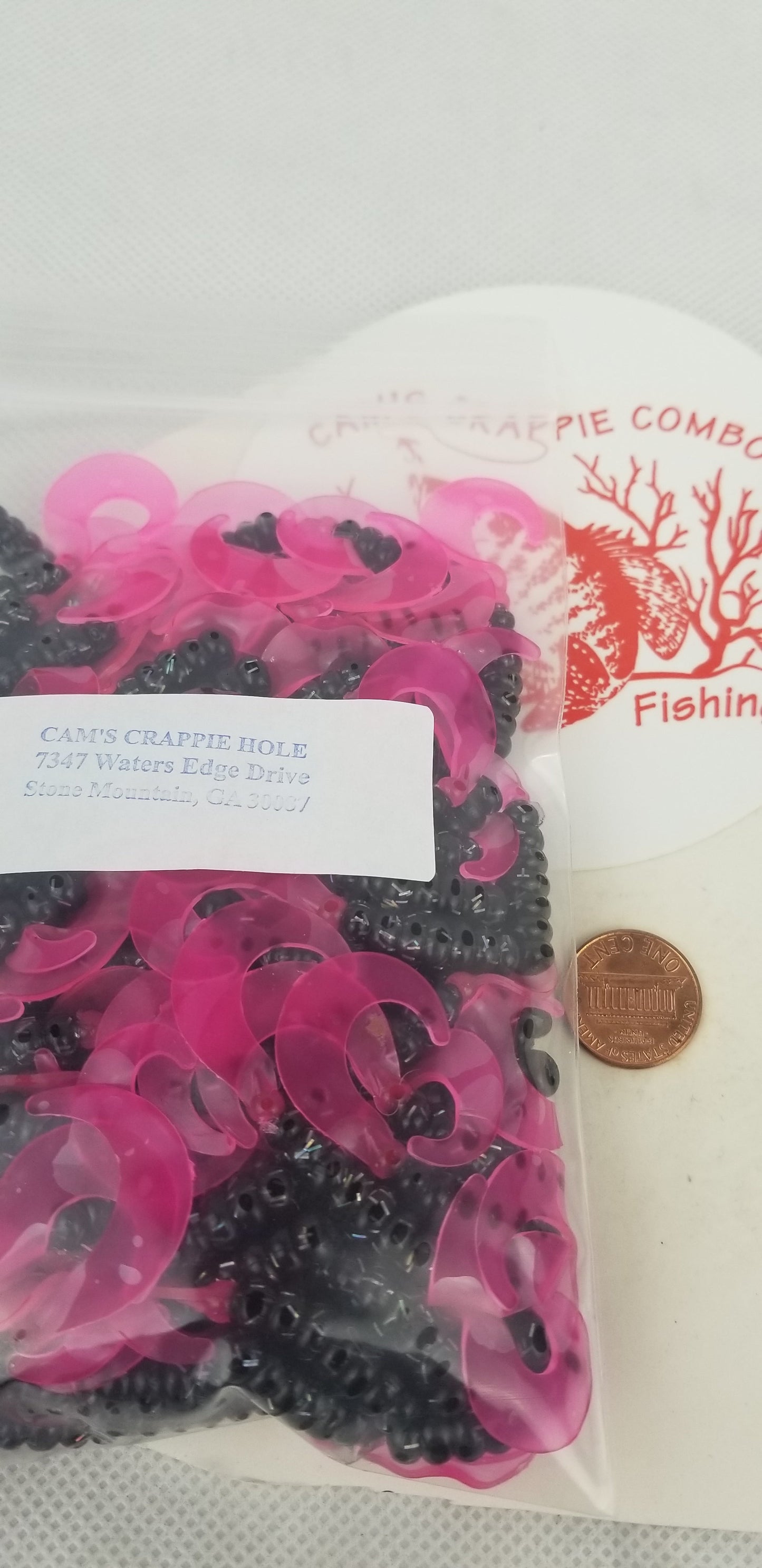 Cam's 2" BLACK BLAZE (HOLOGRAM FLAKE)  Curly Tail Grub 100pc  Crappie Soft Jigs  [A Cam's Exclusive]