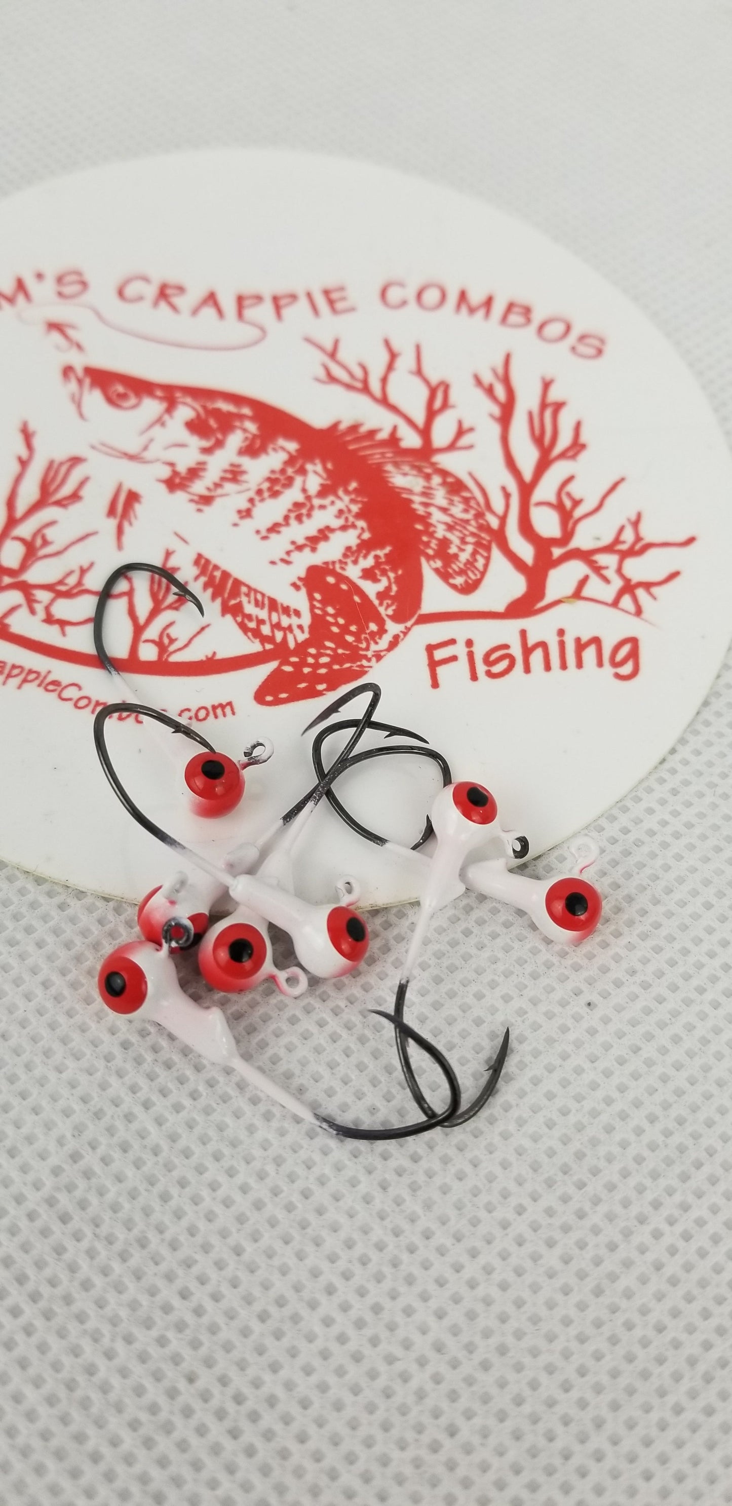 Cam's 30ct.  White & Black (1/16 #2 Nasty Bend Hook) Life Like Double Paint Jig Head