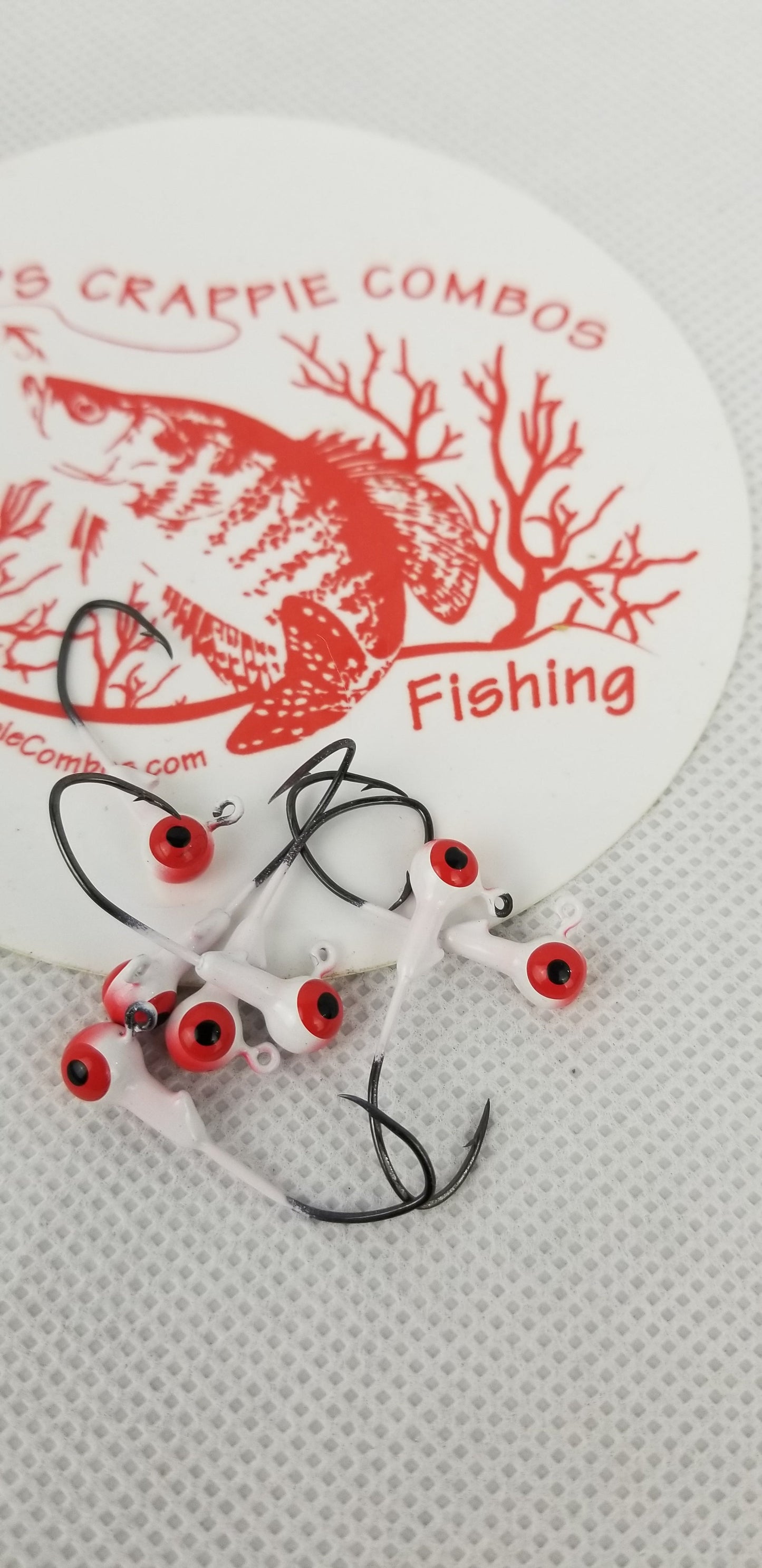 Cam's 30ct.  White & Black (1/16 #2 Nasty Bend Hook) Life Like Double Paint Jig Head