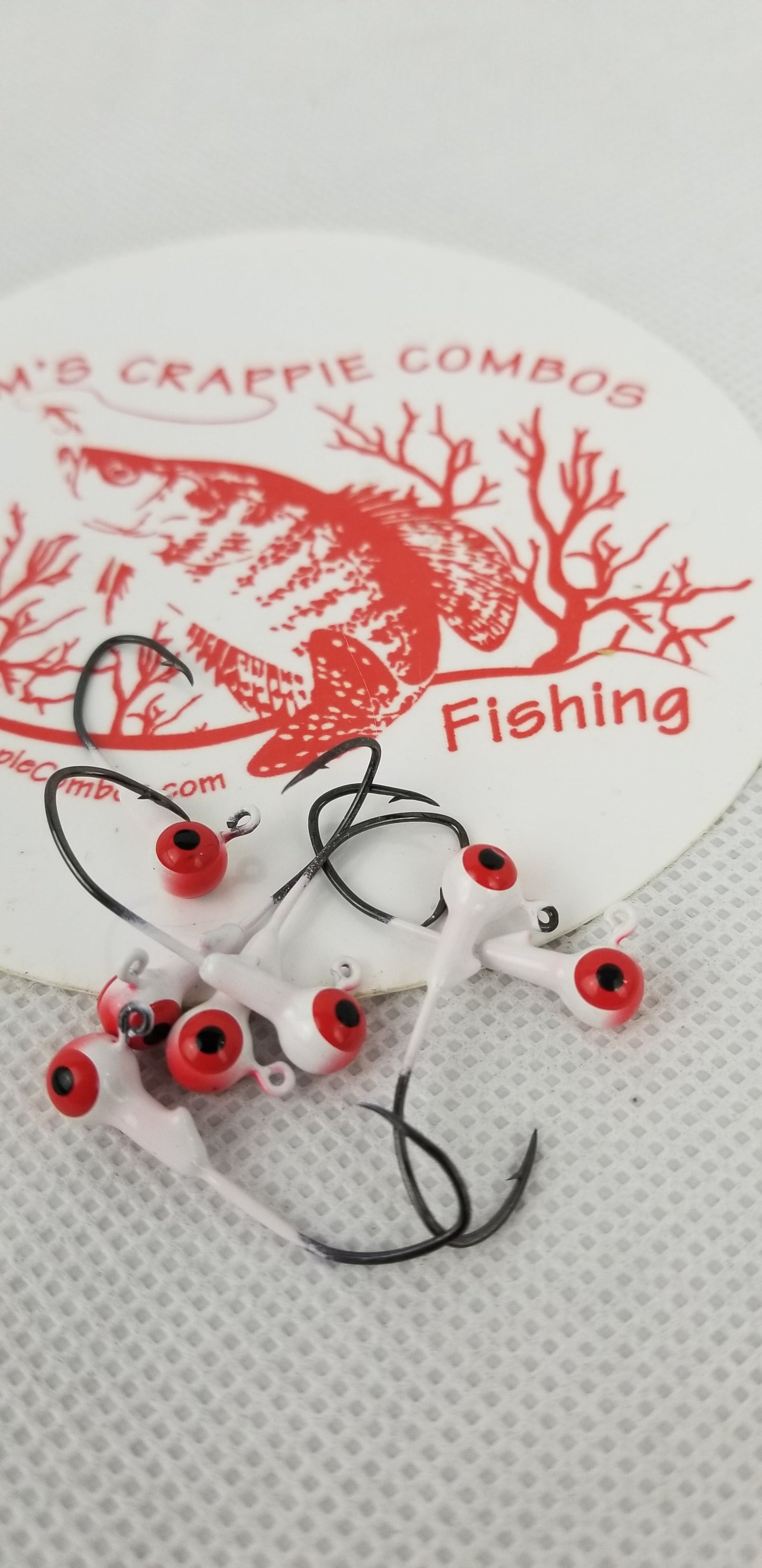 Cam's 30ct.  White & Black (1/16 #2 Nasty Bend Hook) Life Like Double Paint Jig Head