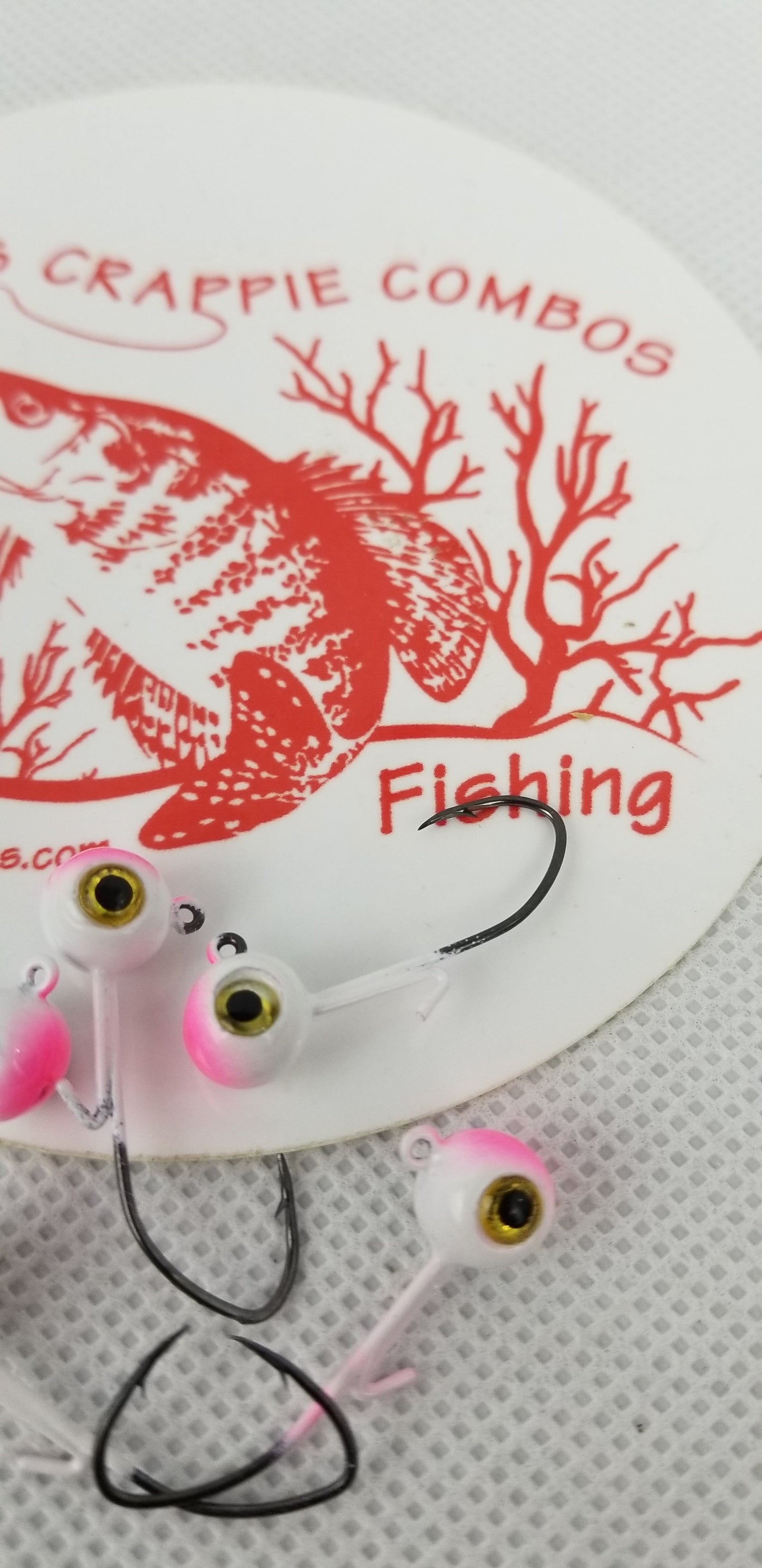 Cam's 20ct. Premium White & Pink (1/16 #4 Nasty Bend Hook) Holographic Life Like Double Paint Jig Head