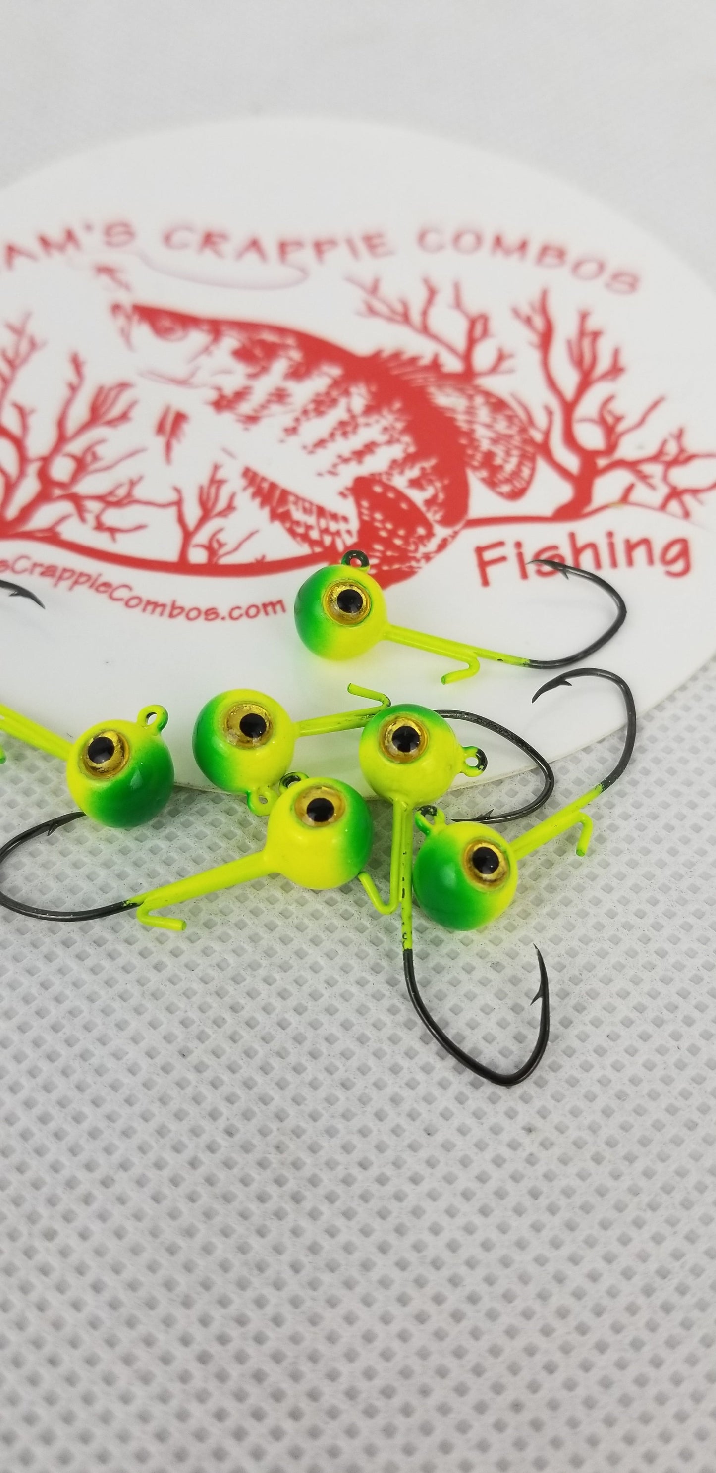 Cam's 20ct. Premium Honey Chartreuse (1/8 #2 Nasty Bend Hook) Holographic Life Like Double Paint Jig Head