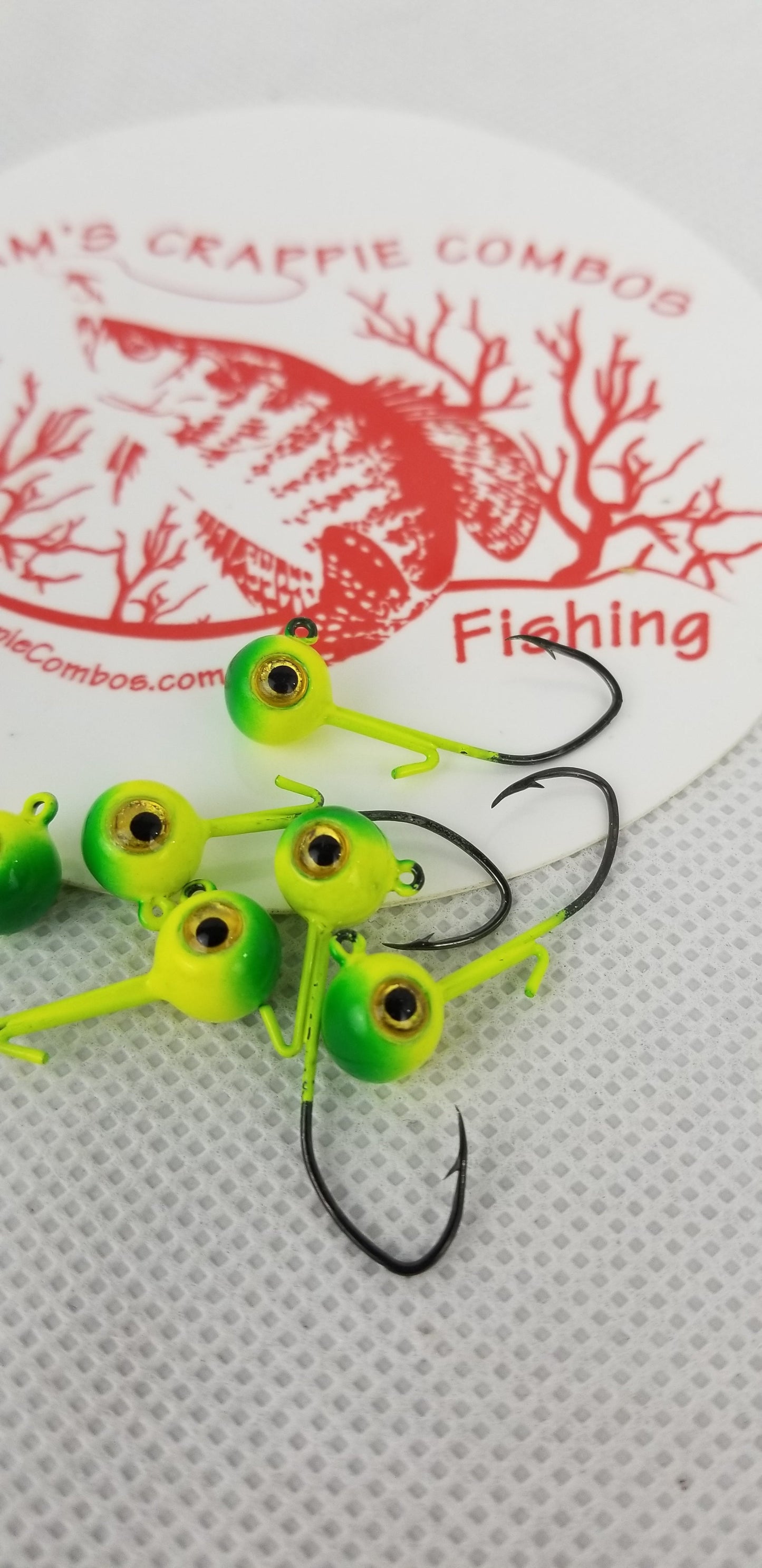 Cam's 20ct. Premium Honey Chartreuse (1/8 #2 Nasty Bend Hook) Holographic Life Like Double Paint Jig Head