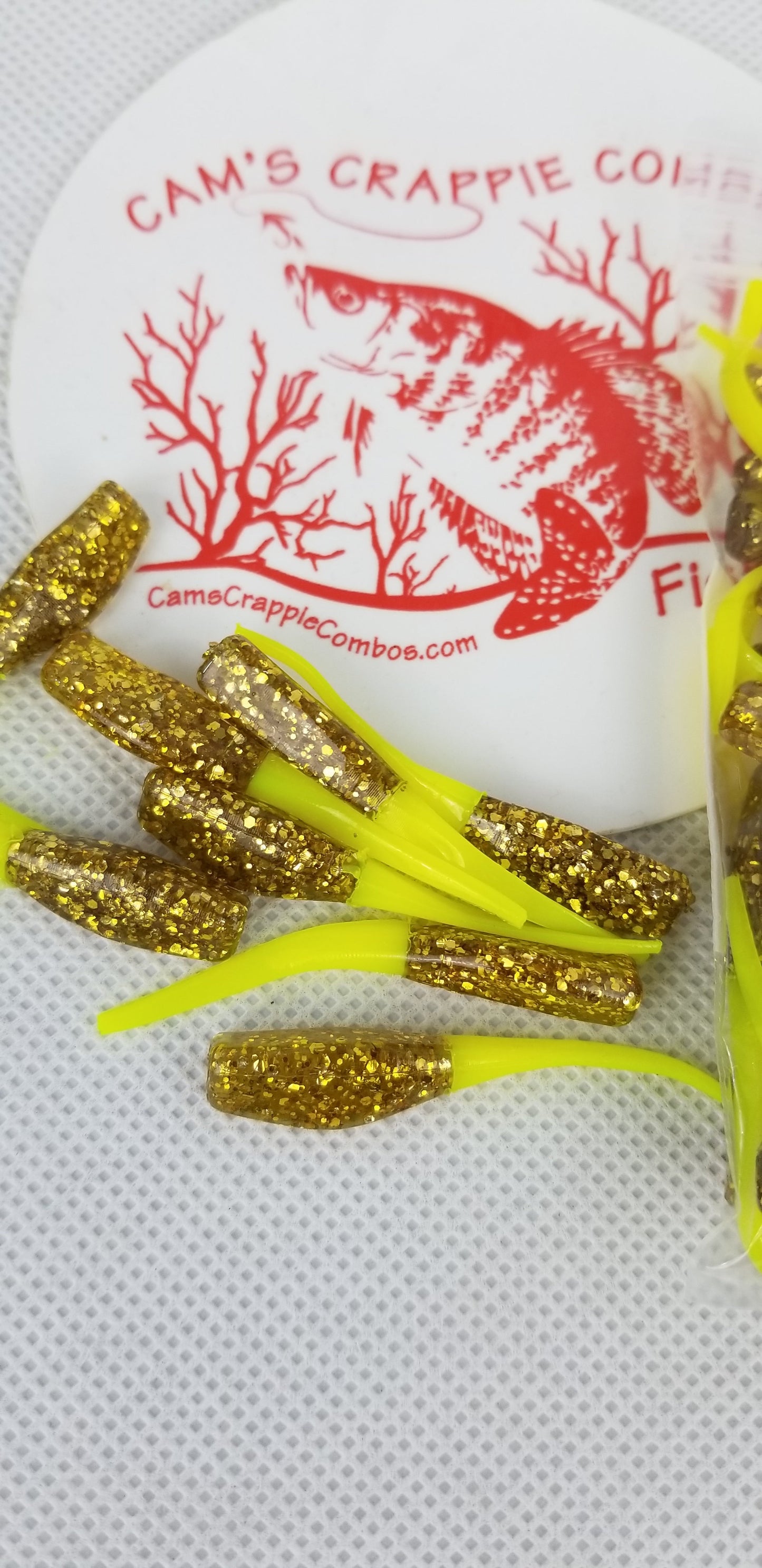 CAM'S 100pc 2" "GOLDFINGER" HOLOGRAM FLAKE STINGER SHAD JIG (EXCLUSIVE)
