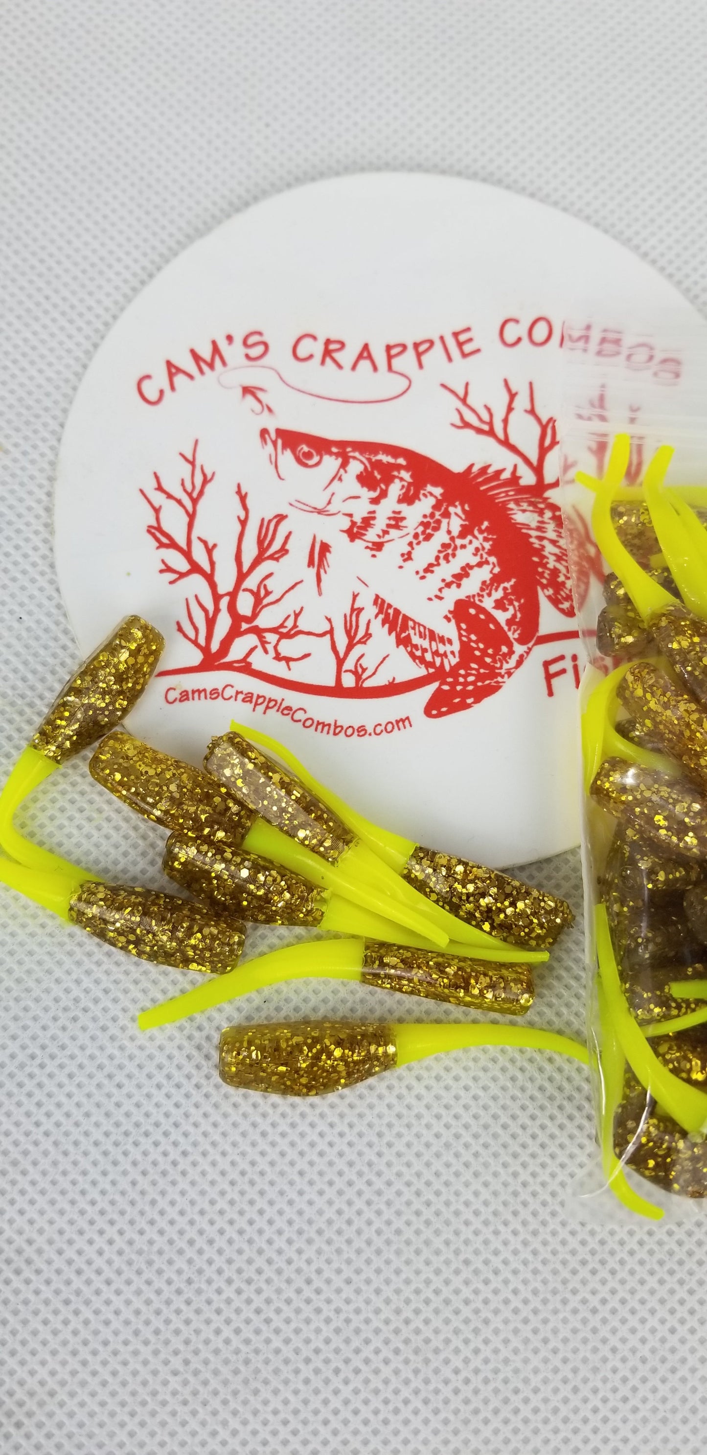 CAM'S 100pc 2" "GOLDFINGER" HOLOGRAM FLAKE STINGER SHAD JIG (EXCLUSIVE)