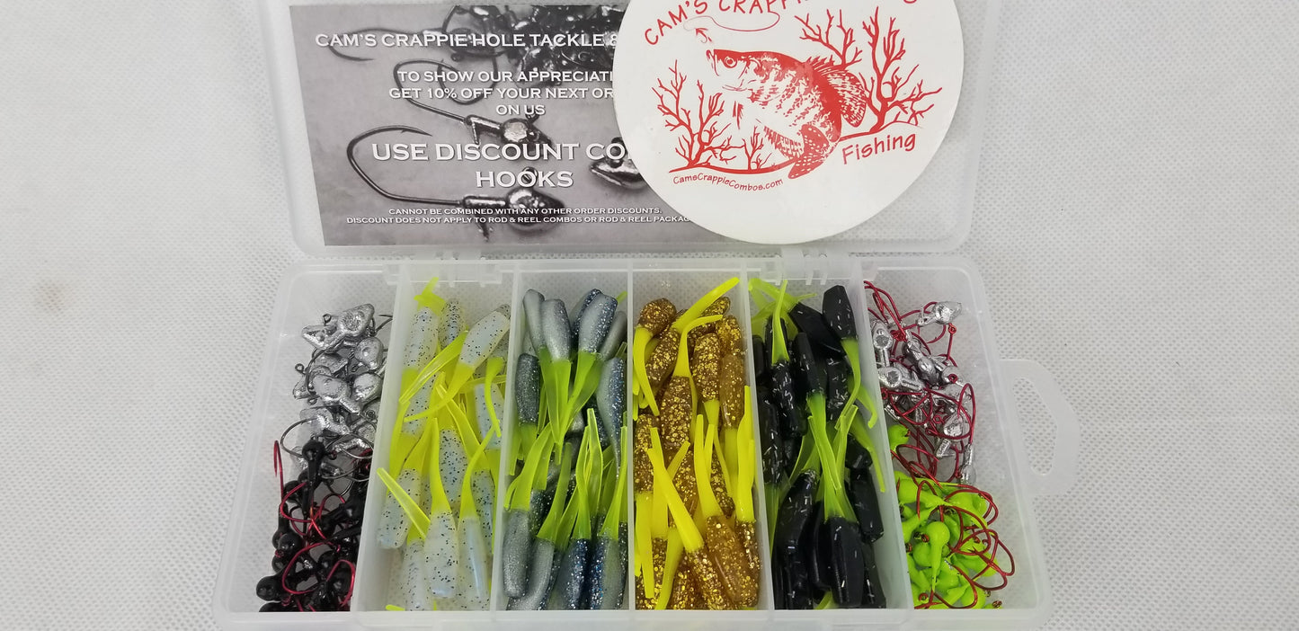 2025 New Cam's Complete Hooks & Plastics "GOLDFINGER" Stinger Shad Plastics [Hologram Flake] Assortment Package Kit