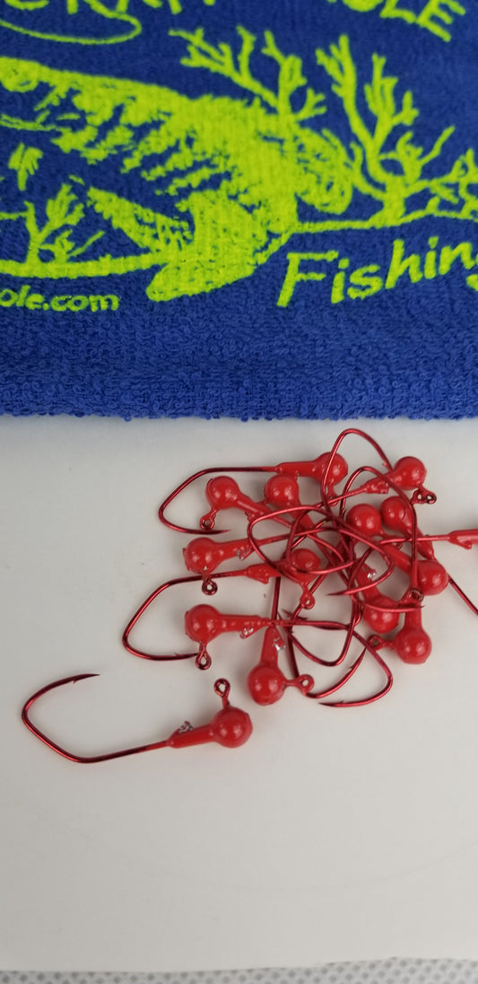 25ct.- 1/16oz. Painted Cam's DIESEL BUILT Candy Red Head w/ 1/0 Deadly Red Hooks (Chemically Sharpened)