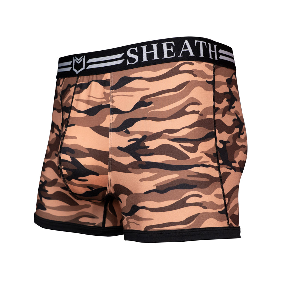 SHEATH 2.1 Polyester Camo Men's Pouch Trunk 3"