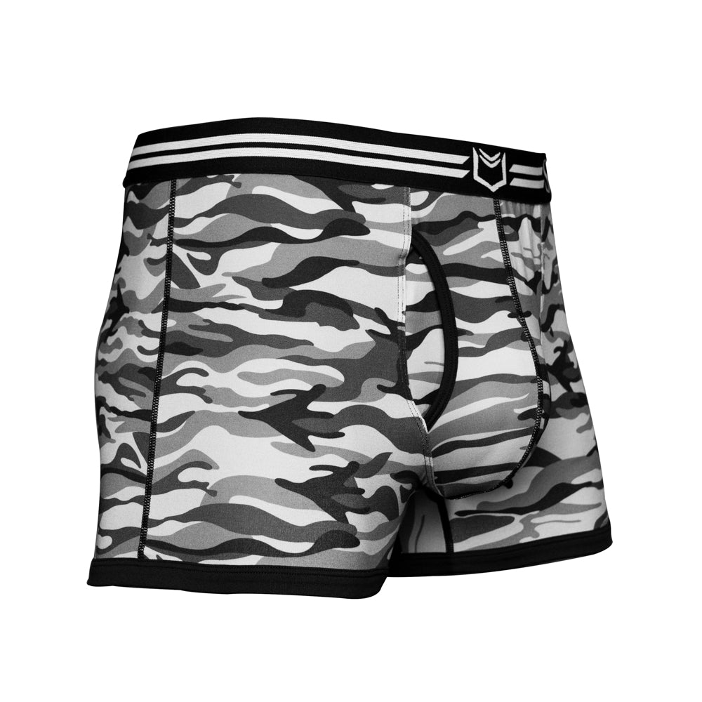 SHEATH 2.1 Polyester Camo Men's Pouch Trunk 3"