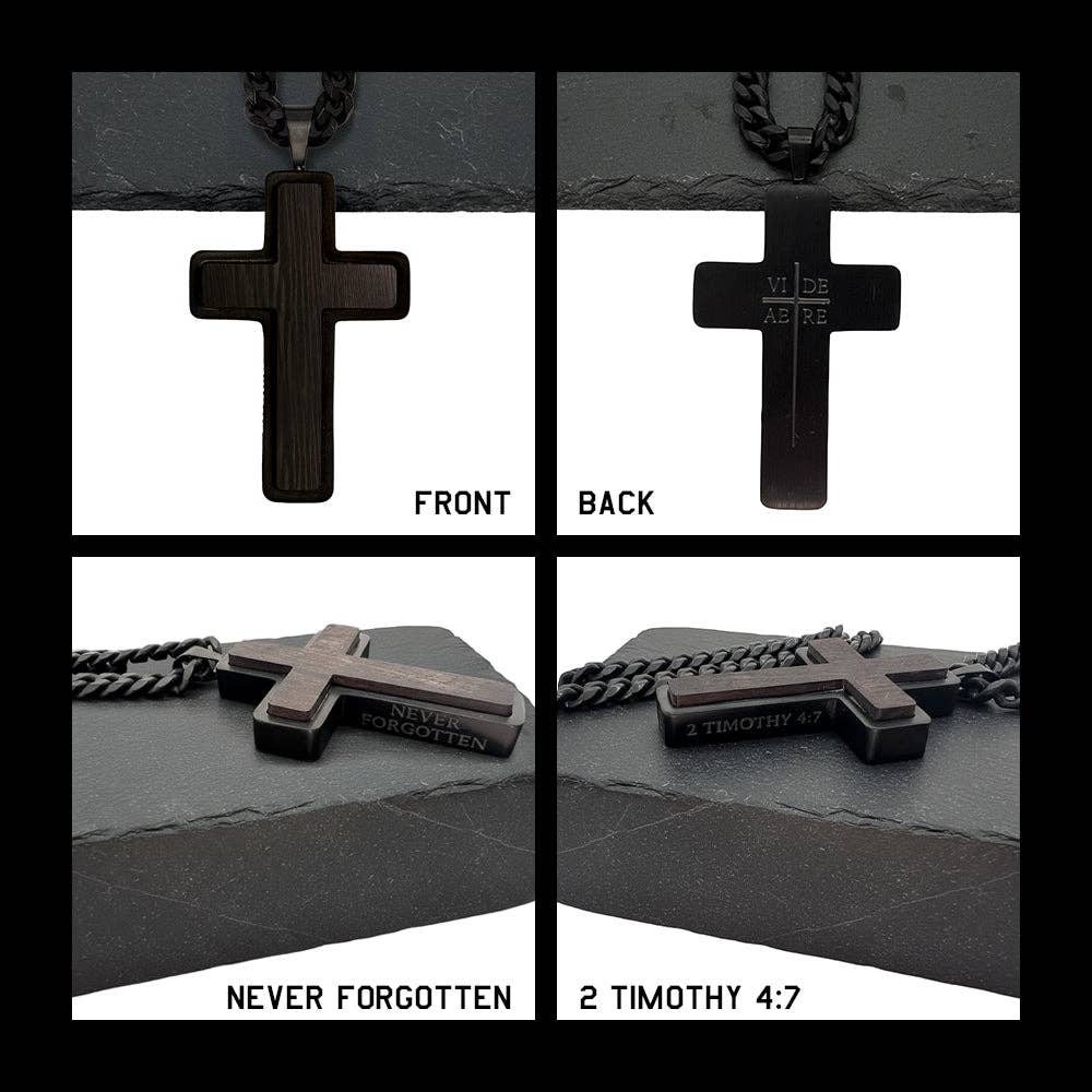 Never Forgotten Legacy Urn Cross Necklace - Helps Pair Veterans With A Service Dog Or Shelter Dog