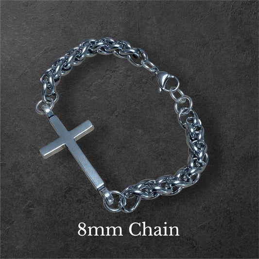 FAITH Classic Cross Bracelet - Sterling Silver on Stainless Steel Chain
