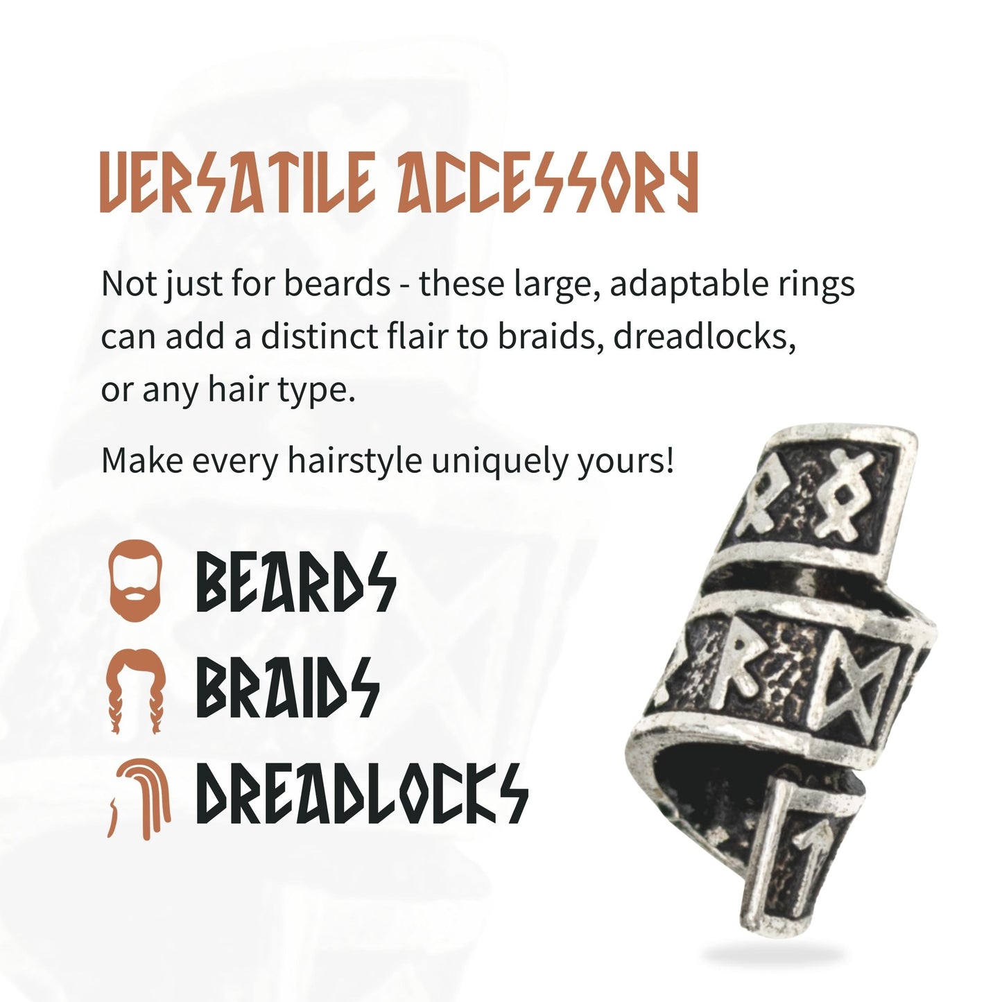 Rune Beard Rings - (Silver - 8)