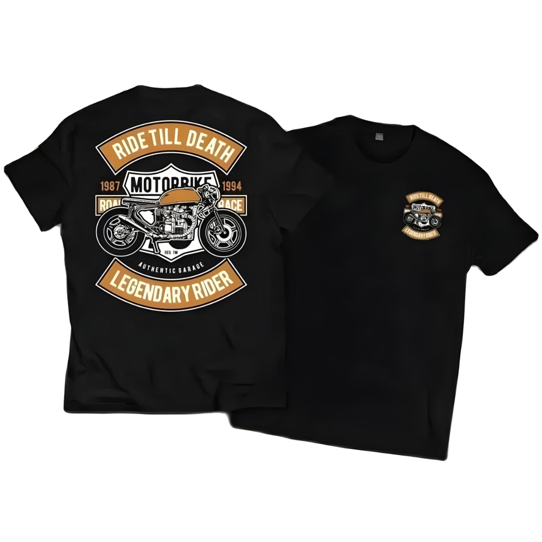 Retro and Vintage Graphic Cotton T-shirt Unisex For Biker