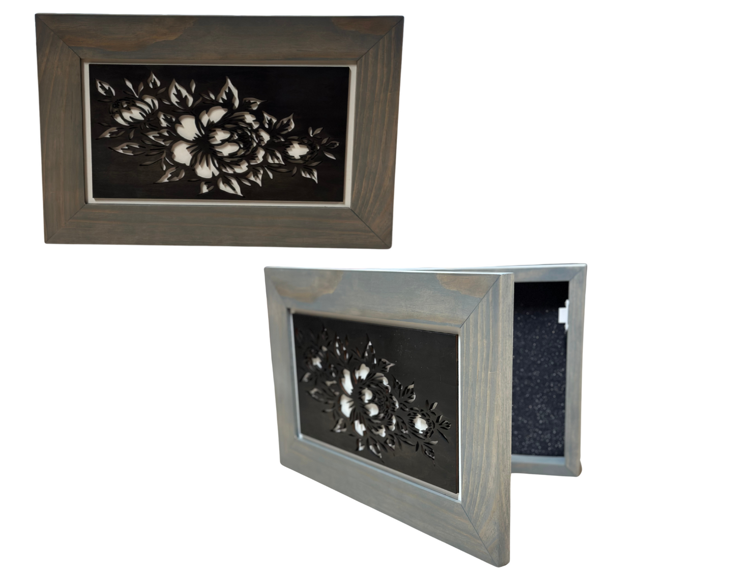 Peony (Gray) Gun Safe - Wall Mounted Decorative Secure Gun Cabinet