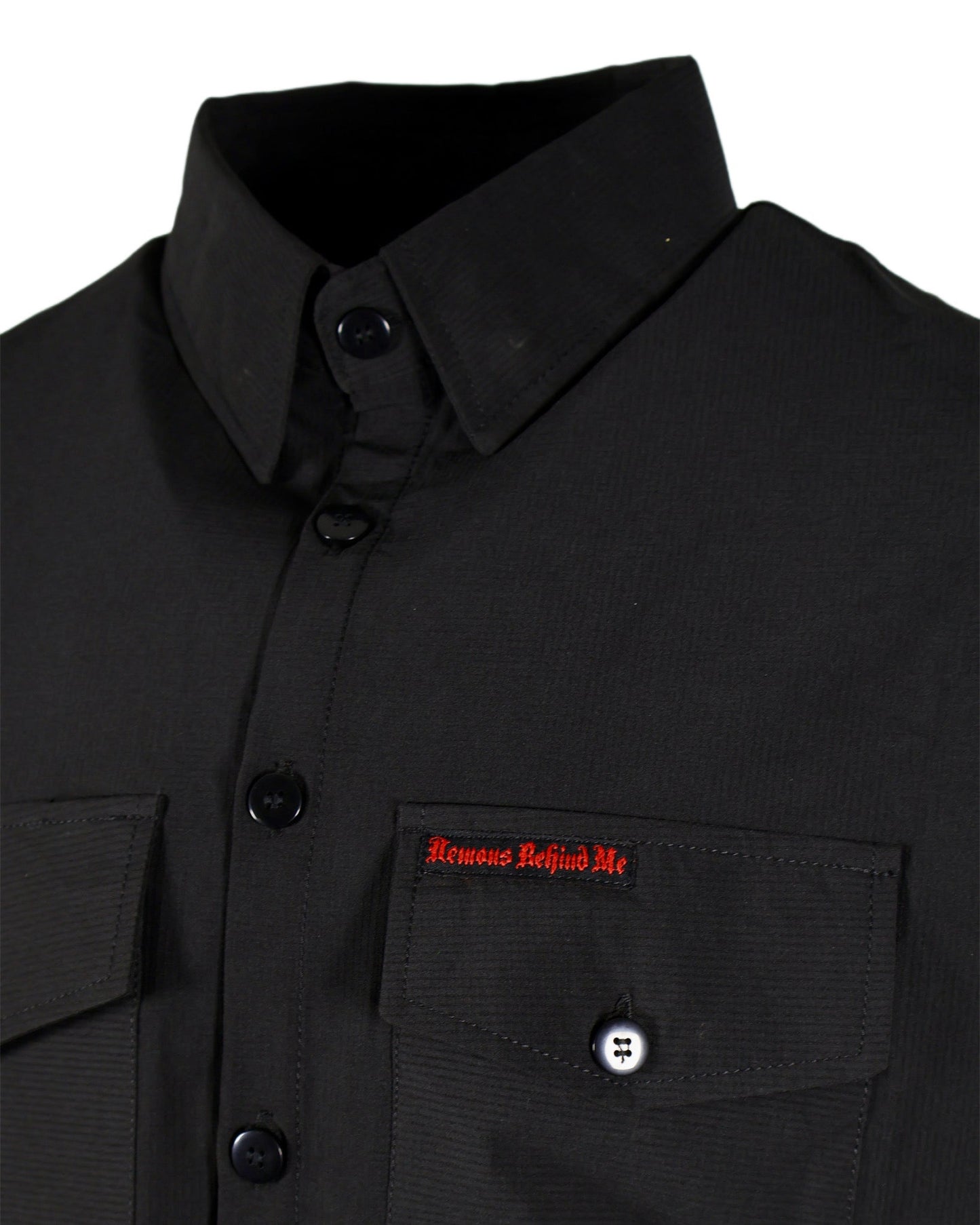 Performance Tech Black Hybrid Button Up Shirt (Hidden Snap Collars)