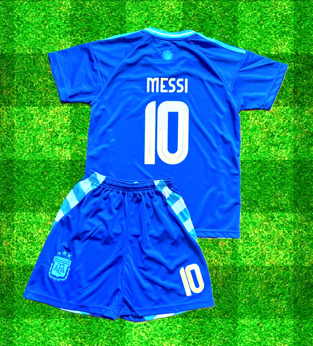 Lionel Messi Argentina 2024/25 Kids Soccer Jersey Kit Youth Toddler Sizes 3T-Y XL