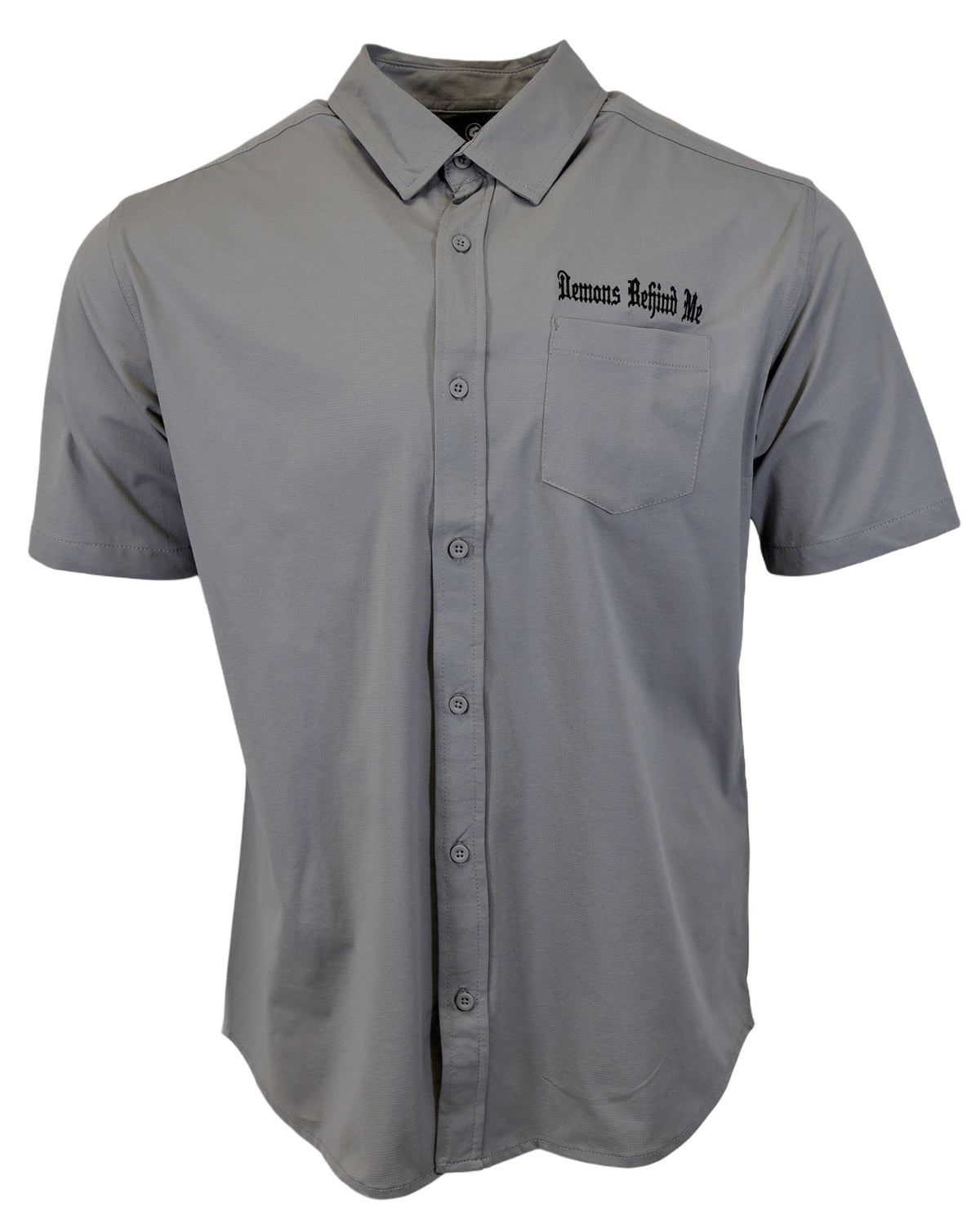 Micro-Perforated, Stretch Embroidered Button-Up