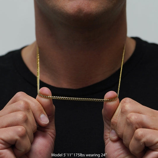 3mm Cuban Link Chain Necklace - 14K Gold Plated Stainless Steel