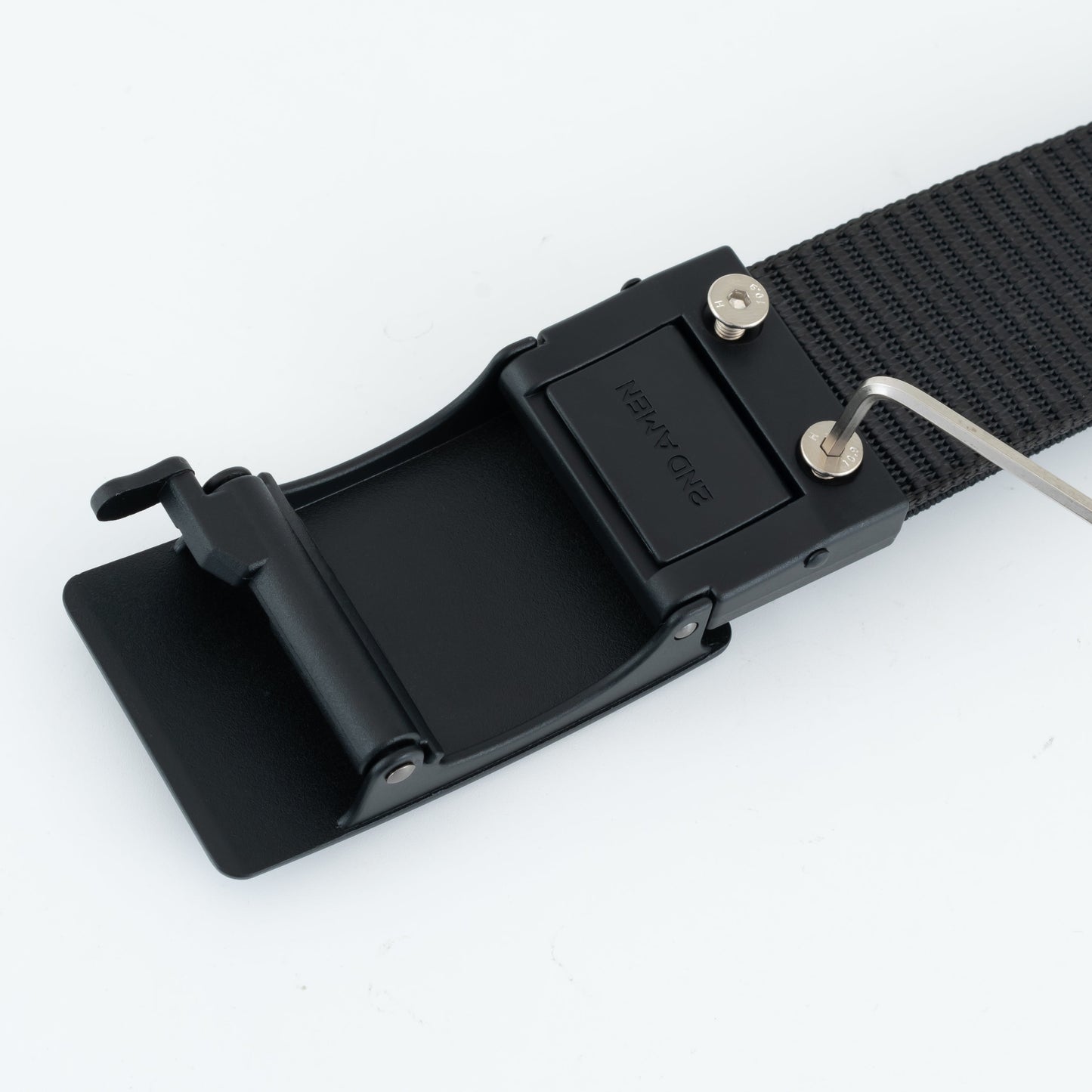 2ND AMEN Gun Belt - Ratchet Track Buckle - Plain Black