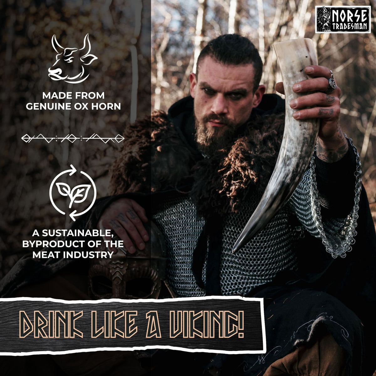 Drinking Horn Bundle with Stand & Holster