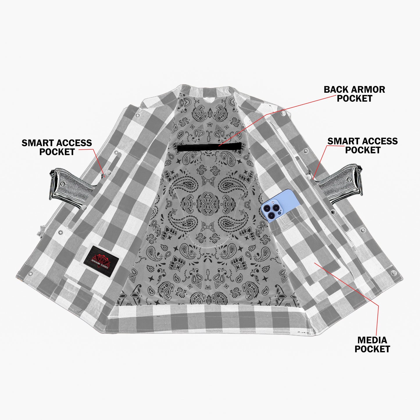 Rogue Inferno Mens Flannel Motorcycle Textile Vest