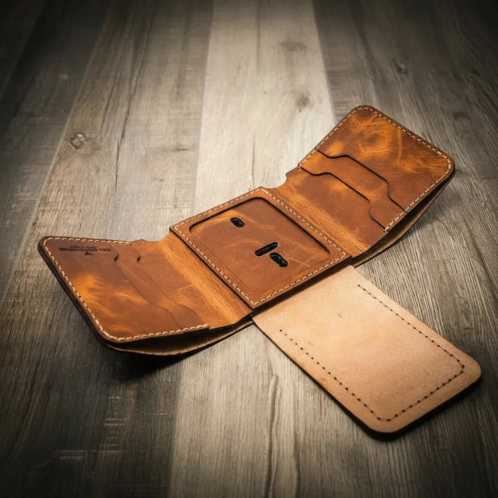Badge Trifold Wallet - Chestnut Brown