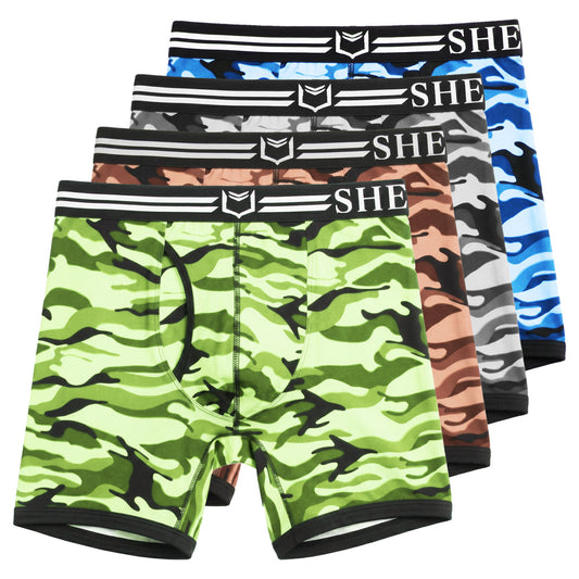 SHEATH 4.0 Polyester Camo Men's Pouch Boxer Brief 5" (4 Pack)