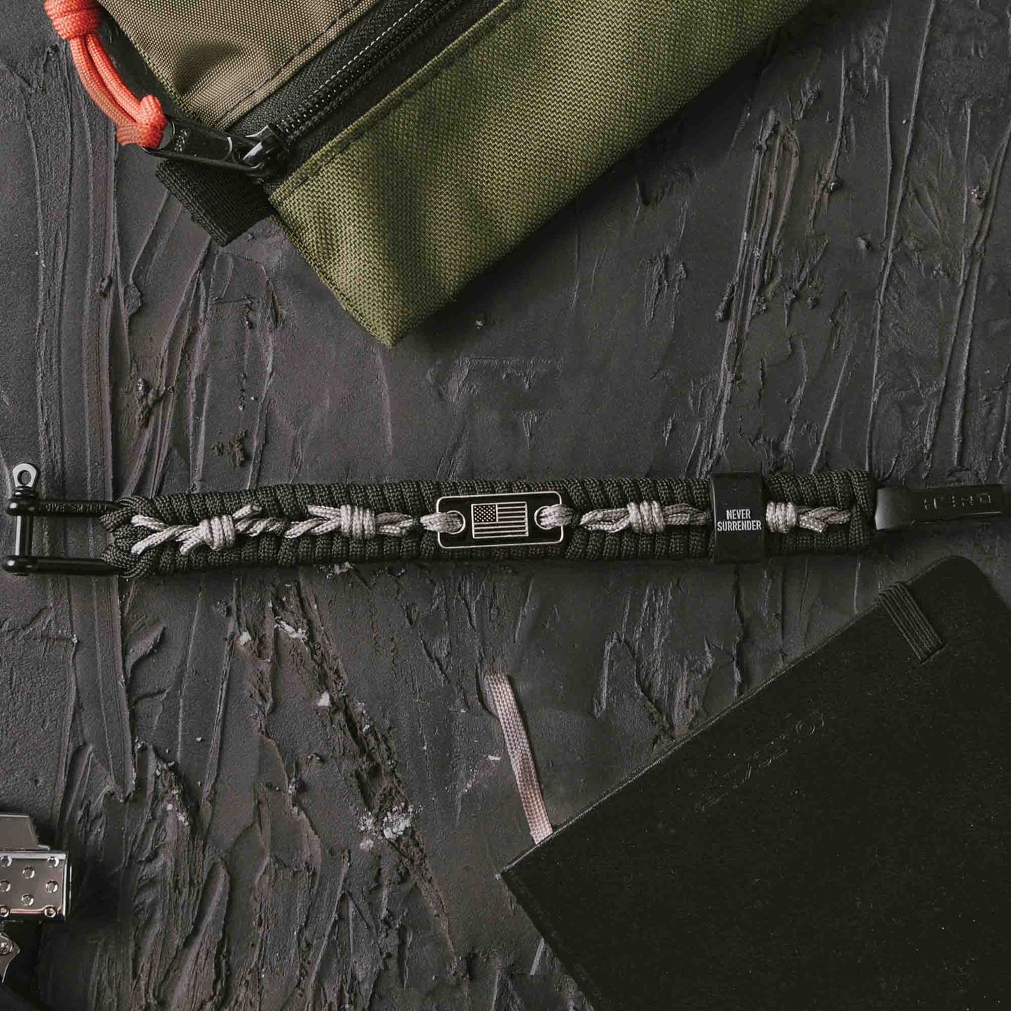 The Hero Company- Never Surrender Barbed Wire Paracord Bracelet: Helps Pair Veterans With A Service Dog Or Shelter Dog