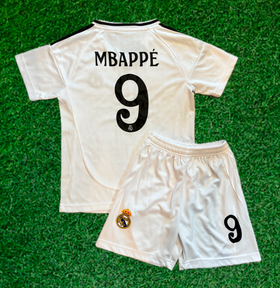 Kylian Mbappe Real Madrid White Home Jersey Toddler/Youth Soccer Jersey Kids Kit