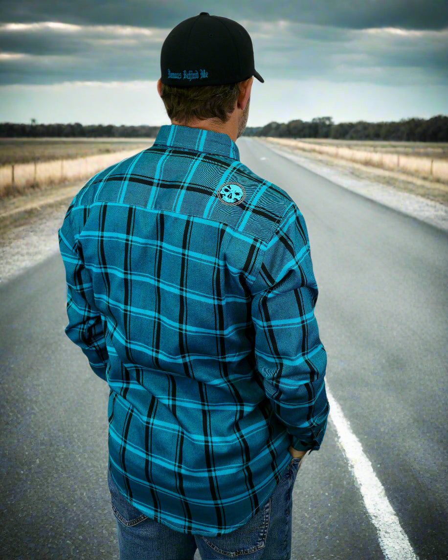 The "Survivor" Teal Flannel (Hidden Snap Collars)