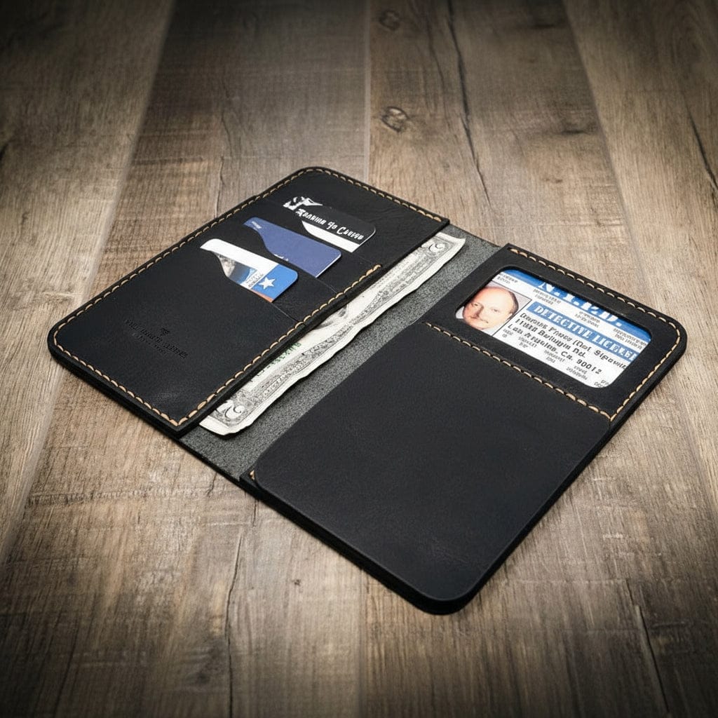 Badge Long Wallet - Black