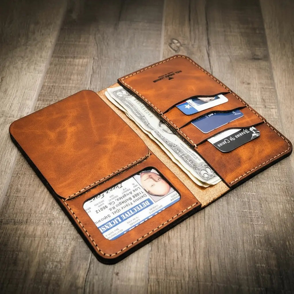 Badge Long Wallet - Chestnut