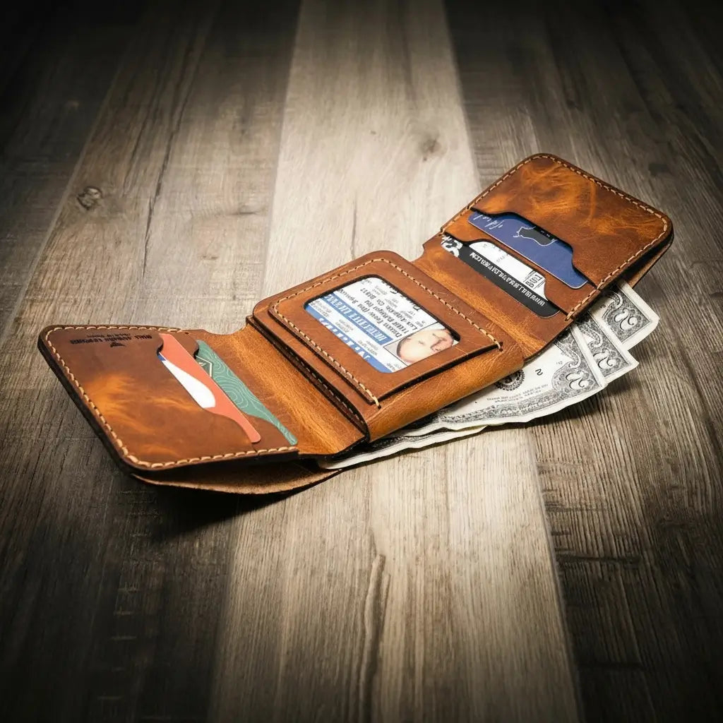 Badge Trifold Wallet - Chestnut Brown