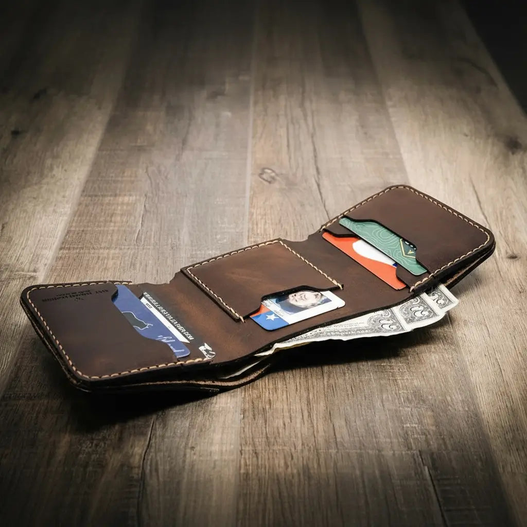 Western Trifold Wallet - Walnut Brown