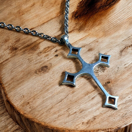 Gothic Medieval Cross Necklace - Sterling Silver
