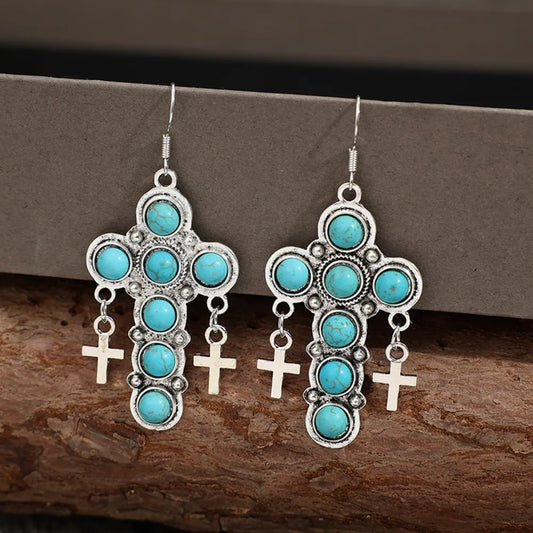 Turquoise Cross Shape Earrings