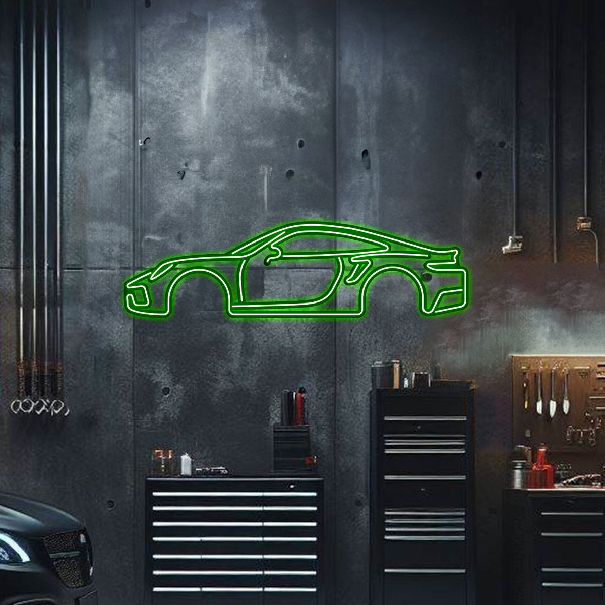 911 Turbo Model S Metal Neon Car Wall Art - MTN0042