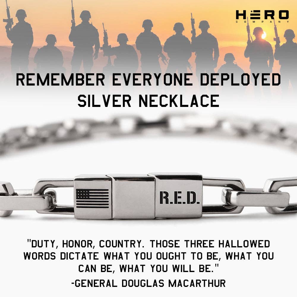 R.E.D. Remember Everyone Deployed Silver Necklace -Faire