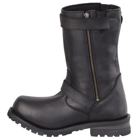 Milwaukee Leather Men's Black Leather Wide-Width 11-Inch Classic Engineer Motorcycle Boots MBM9020W