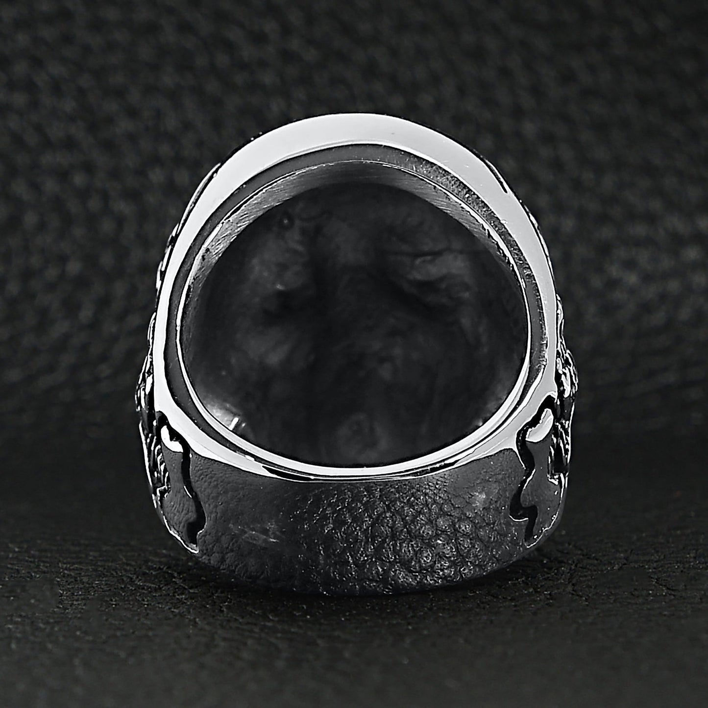 Stainless Steel Skull With Skeleton Accents Ring