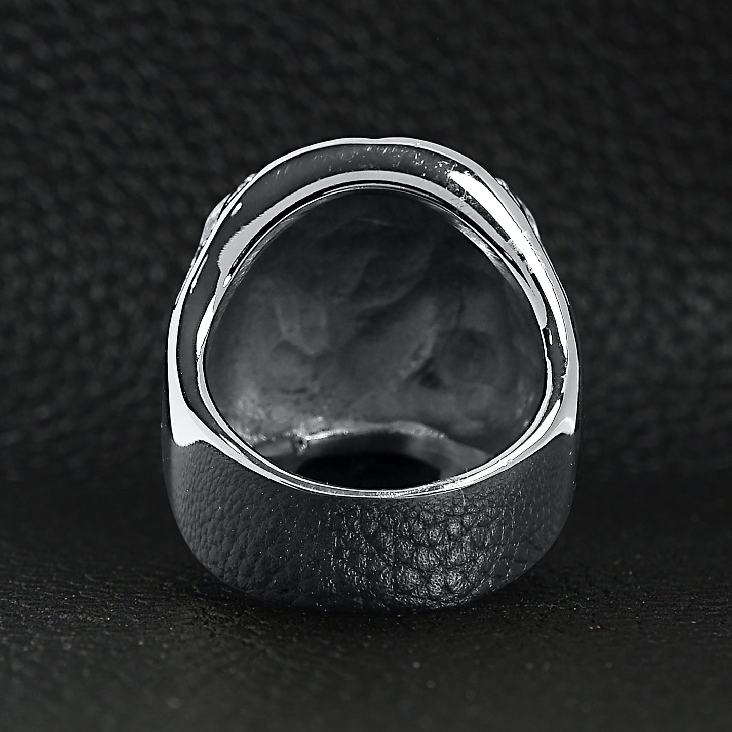 Stainless Steel Black CZ Eyed Skull With Clear CZ UK Flag Ring