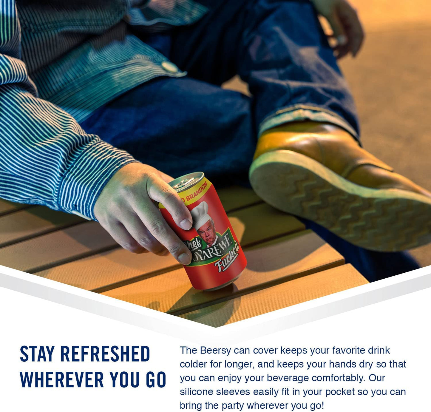 Chef Boy Are We Fucked Beersy Silicone Sleeve Hide-a-Beer Can Cooler