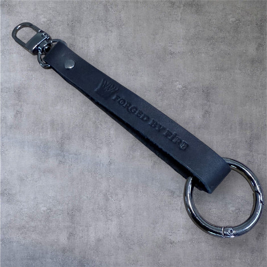 Forged By Fire Keychain - Leather & Gunmetal